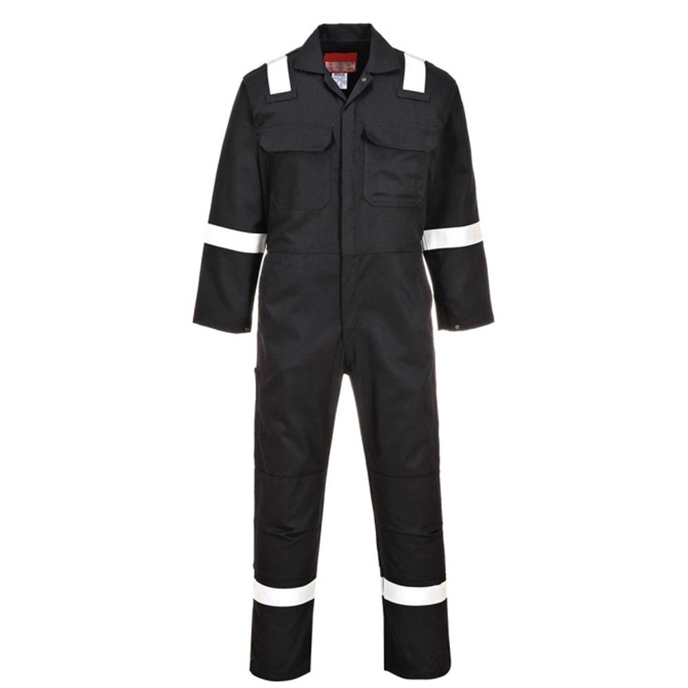 Fire Retardant Coveralls in Black Color With Reflective Tape 